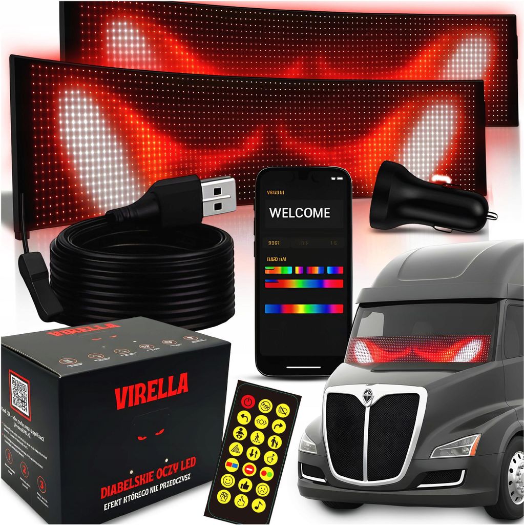 2X Auto Lampa Vedla Pásek 38X10Cm Ďábelské Oči Vedl Oči Obrázek produktu 