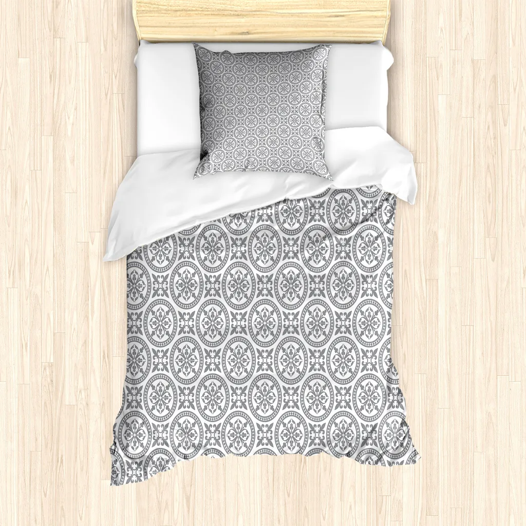 Copripiumino Shabby Chic Grigio e Bianco ABAKUHAUS | Antiacaro 135x200