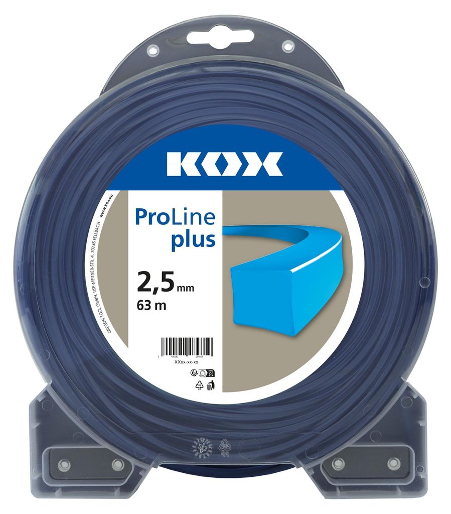 KOX ProLine Plus Freischneidefaden quadratisch 2,5 mm Durchmesser, 63 m Länge