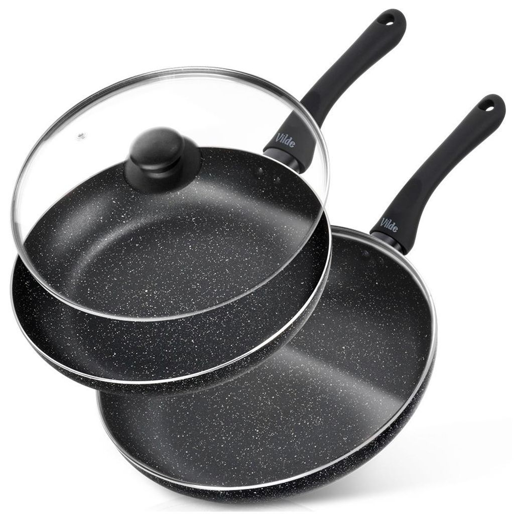 Vilde | Bratpfannen 2er Set mit Glasdeckeln - Ø 24/28 cm - Produktbild 