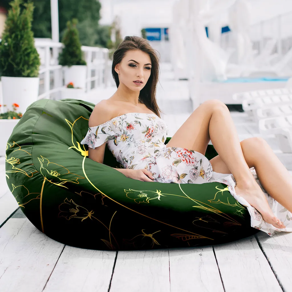 Offerta Dreamroots Bean Bag 120cm Botanical Pattern con Sgabello - 4