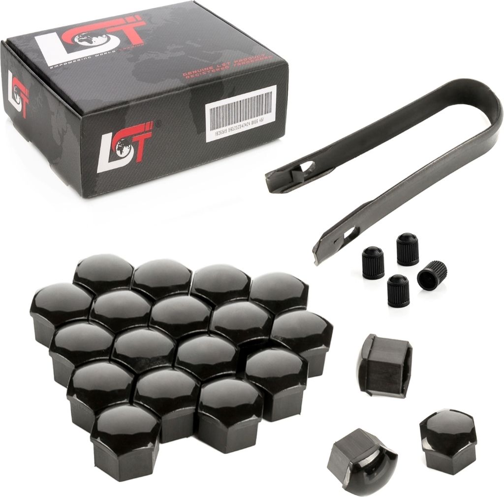 20x Radschrauben Abdeckkappen Set 17 mm schwarz für SAAB VOLVO OPEL VAUXHALL