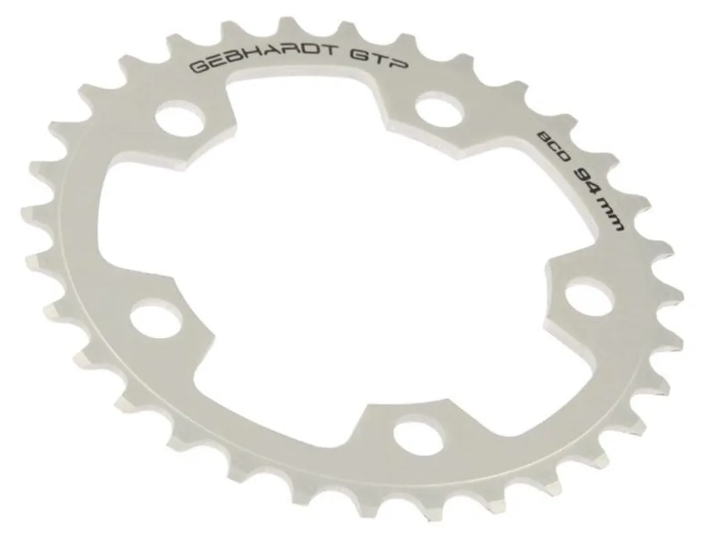 Plateau Gebhardt 36t ø94mm 5 bras argenté pour pédalier de vélo