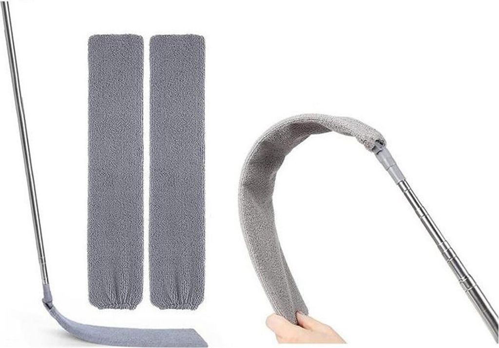 Dust Off Duster Dust Daddy Damp Duster RetractableGap Staubpinsel mit 3 Stücken Superfiber Staubtuch Langer Griff Einziehbar bis 112 Zoll Waschbar