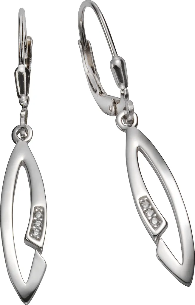 Boucles d'oreilles pendantes 925 Argent Sterling Rhodié et Zirconia 3,9cm