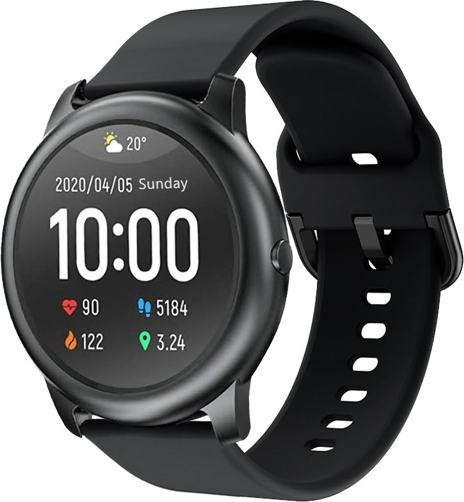 Watch Gurt Sweat-Sof-atmungsaktivem, elektropleten Schnalle Sports Austauschbares Uhrenband für Xiaomi Haylou Solar LS05-Schwarz
