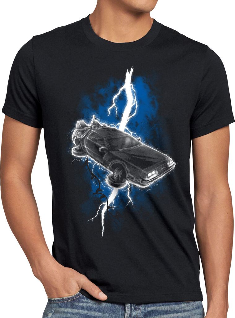style3 De Lorean Thunderstorm Herren T-Shirt blitz gewitter zeitreise marty