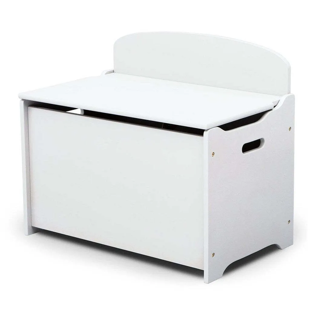 Banc de Rangement Chambre Enfant en Bois Blanc - Organiseur avec Dossier