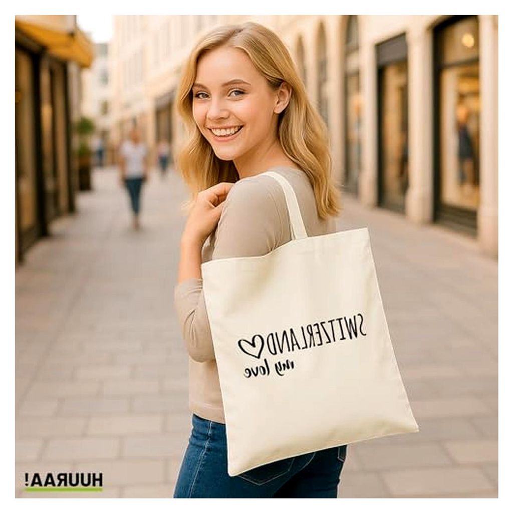 Jutebeutel Switzerland my love 10 Liter Baumwolle Tasche Geschenkidee