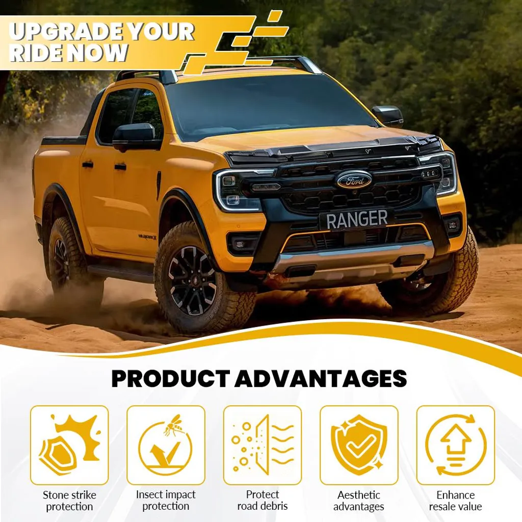 Protection de capot Ford Ranger Nouvelle Génération, montage rapide