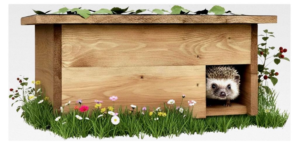 Winterfestes Igelhaus mit Boden - Igel Futterhaus und Schlafhaus - Igelhotel und Igelhöhle