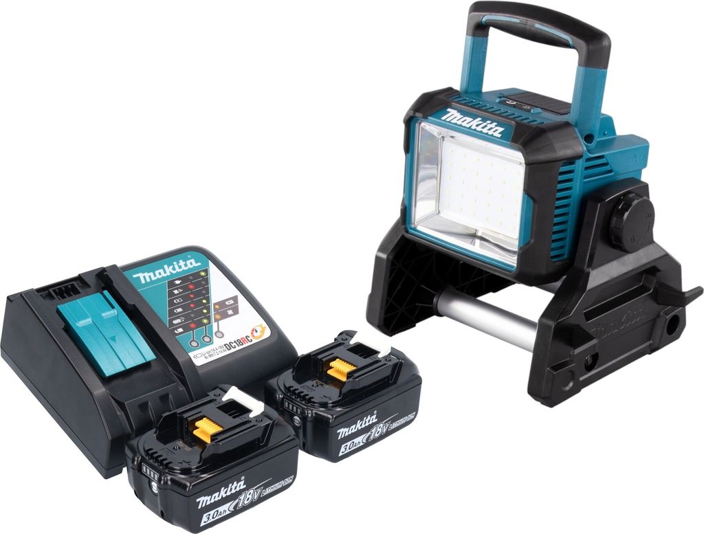 Makita DEADML 811 RF Akku Baustrahler 14,4 / 18 V 3000 lm LED + 2x Akku 3,0 Ah + Ladegerät