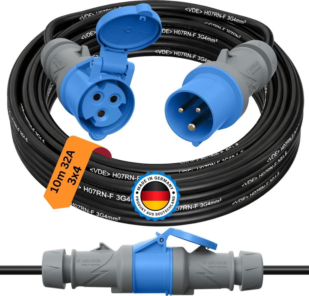 CEE Camping Caravan Verlängerung 32A !GROß! H07RN-F 3G2,5 / 3G4 MENNEKES 5-50m, Querschnitt:3G4mm², Länge:30m