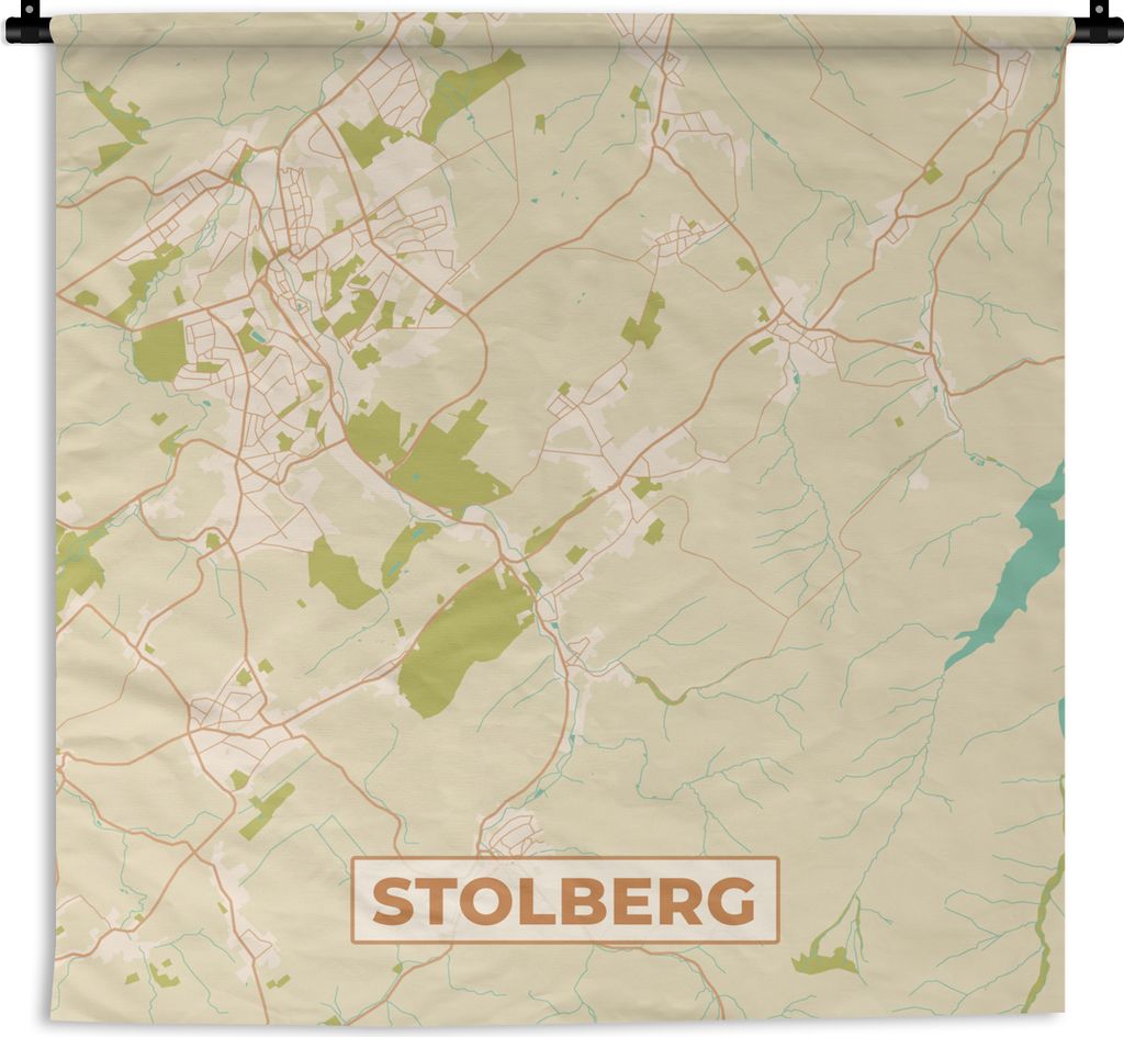 MuchoWow Wandteppich Wandbehang Stadtplan - Stolberg - Vintage - Stadtplan 120x120 cm Tapisserie Dekoration Wandtuch - Modern - Baumwollgewebe