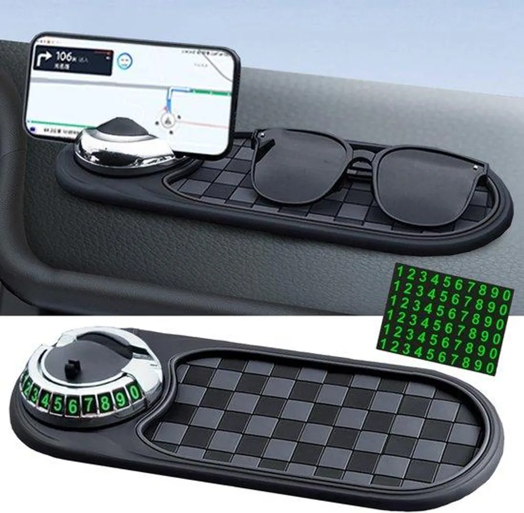 Tapis antidérapant voiture anti-chute avec support rotatif téléphone