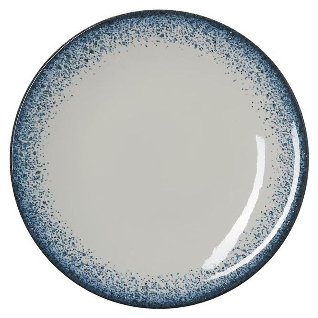 12x Flache Teller 27 cm VIDA Marina / weiß blau Porzellan