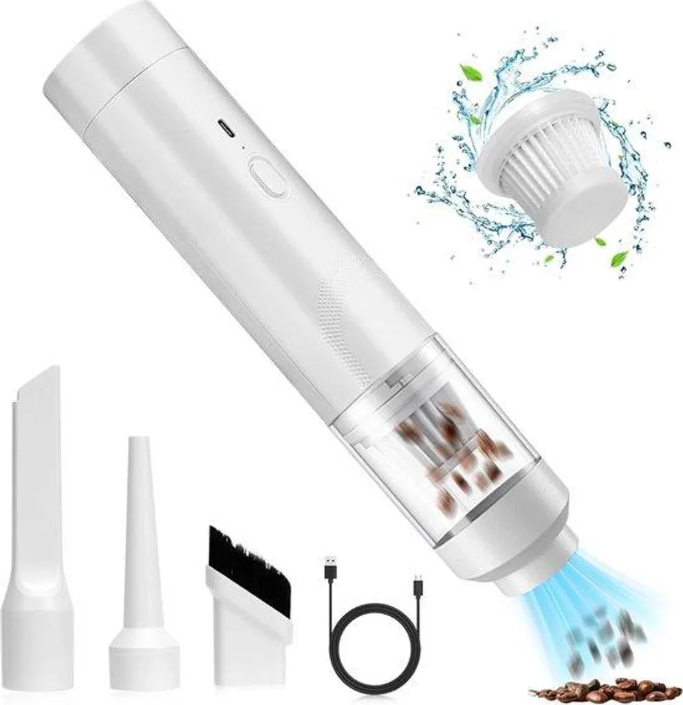 Aspirateur à main 9000 Pa sans fil blanc rechargeable USB pour poils