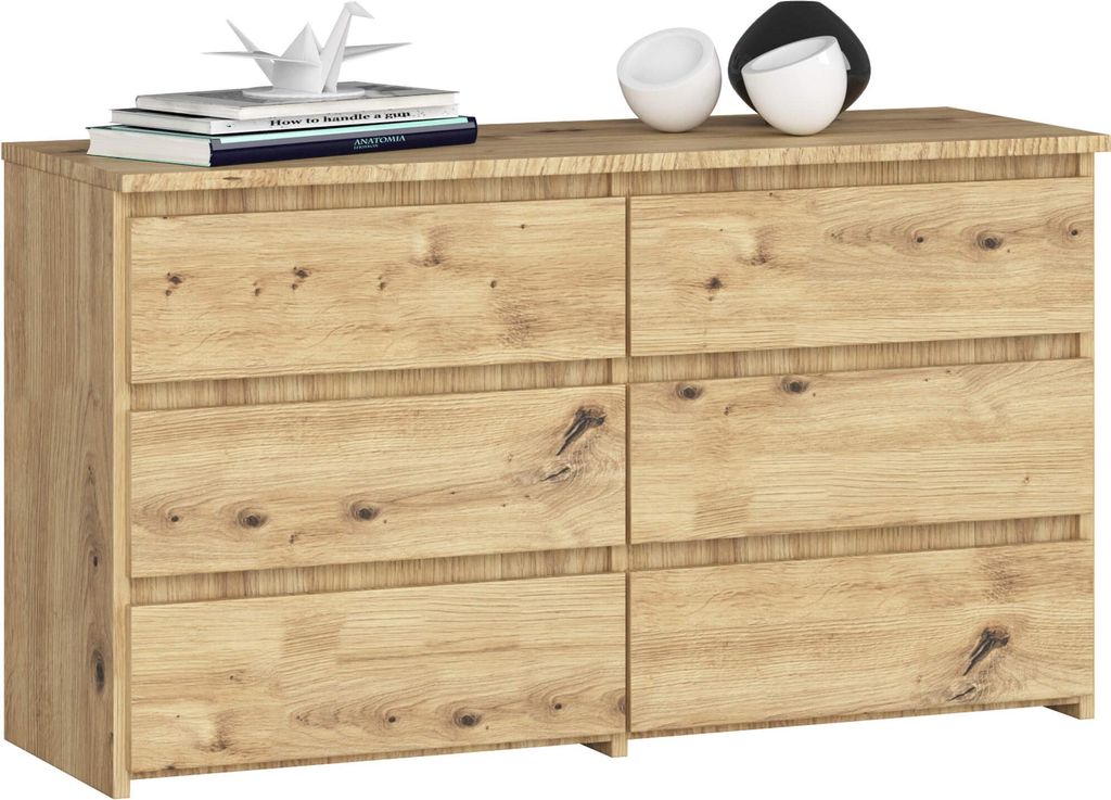 Akord Kommode 6 Schubladen Artisan-Eiche 100X35X57 Cm Produktbild 