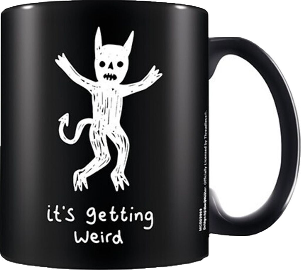 BodyRuiner - Kaffeebecher "It ́s Getting Weird" PM4078 (12 cm x 10,5 cm x 8,7 cm) (Schwarz/Weiß)