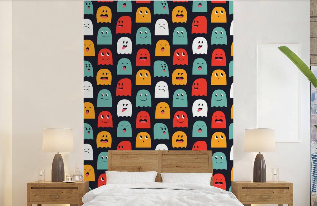 MuchoWow Fototapete für Wohnzimmer oder Schlafzimmer Wandtapete Vinyl Motivtapete Muster - Pacman - Spiele - Geist - Jungen - Kinder - Kinder - ...