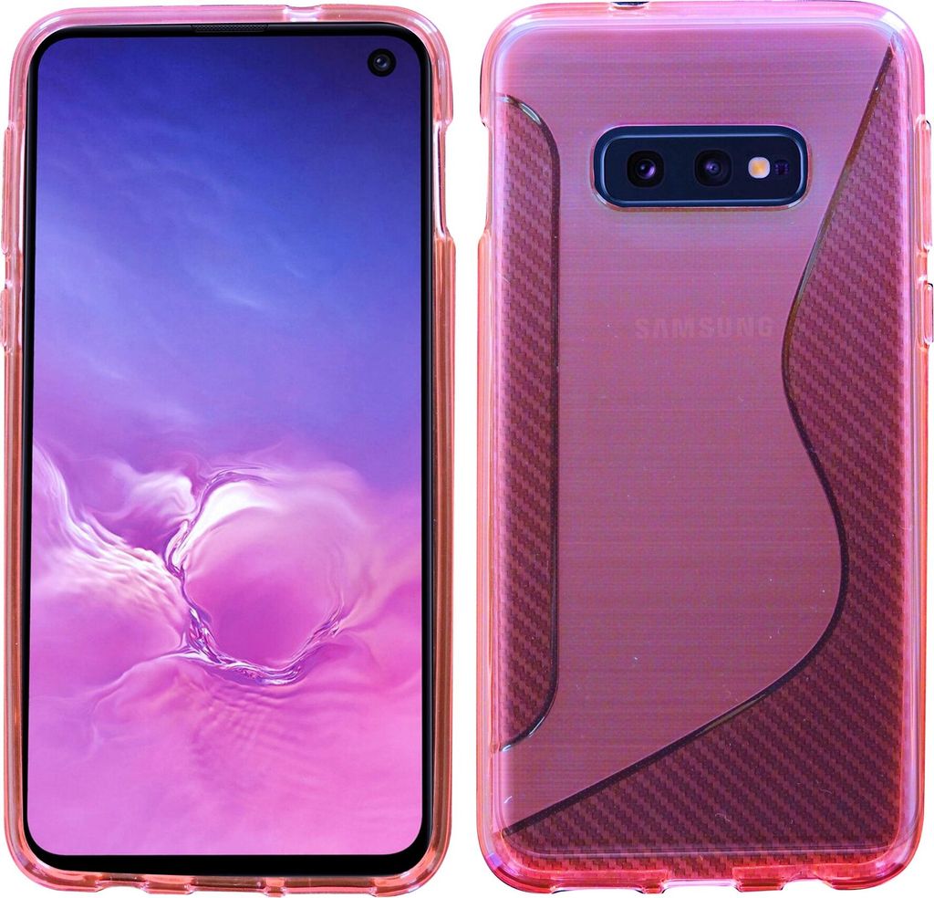 cofi1453 S-Line Hülle Bumper kompatibel mit Samsung Galaxy S10e G970F Silikonhülle Stoßfest Handyhülle TPU Case Cover Pink