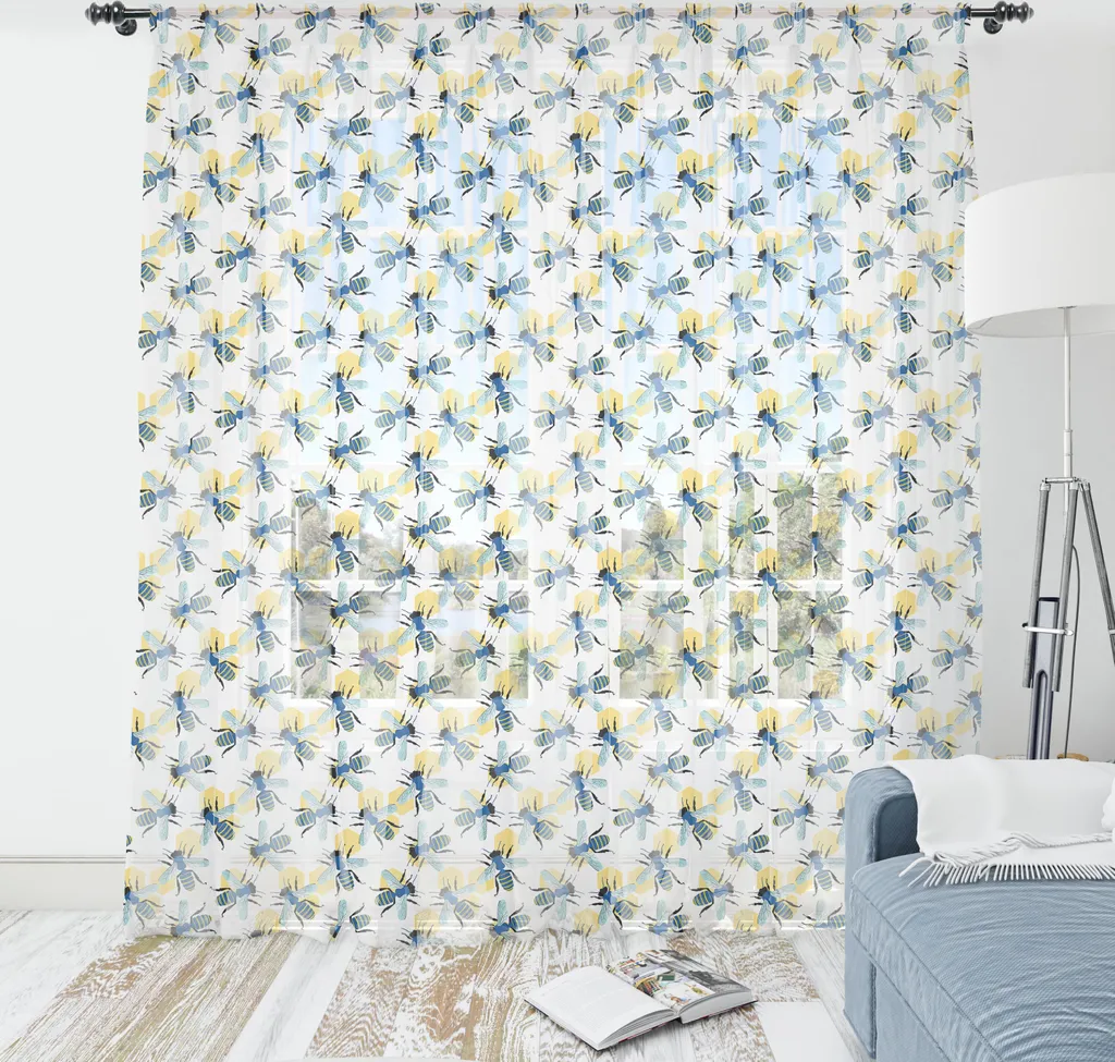 Décoration murale pour chambre ou salon motif abeilles 135x274 blanc