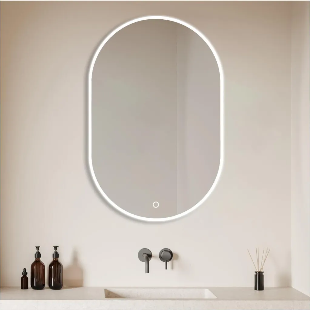 Grand Miroir Mural LED Ovale LUMEA pour Maquillage et Soins Salle de Bain