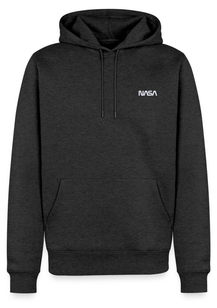 Spreadshirt Nasa Logo Klein Weiß Stick Herren Premium Hoodie, 5XL, Anthrazit meliert