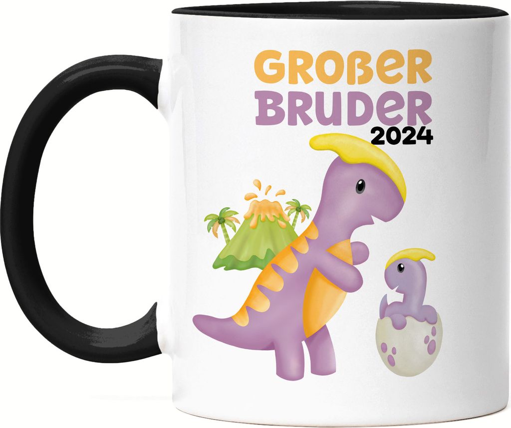 Großer Bruder 2024 Tasse Schwarz Baby Geburt Geschwister Familie Liebe Geborgenheit Kleinkind Geborgenheit
