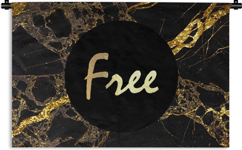 MuchoWow Wandteppich Wandbehang Zitate - - Gold - Marmor 150x100 cm Tapisserie Dekoration Wandtuch - Waschbar - Tapisserien - Wand-Decke