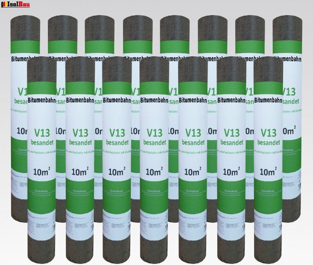 Isolbau Dachpappe V 13 besandet mit Glasvlieseinlage 150 m2 15 RollenDachbahn Glasvlies Bitumen