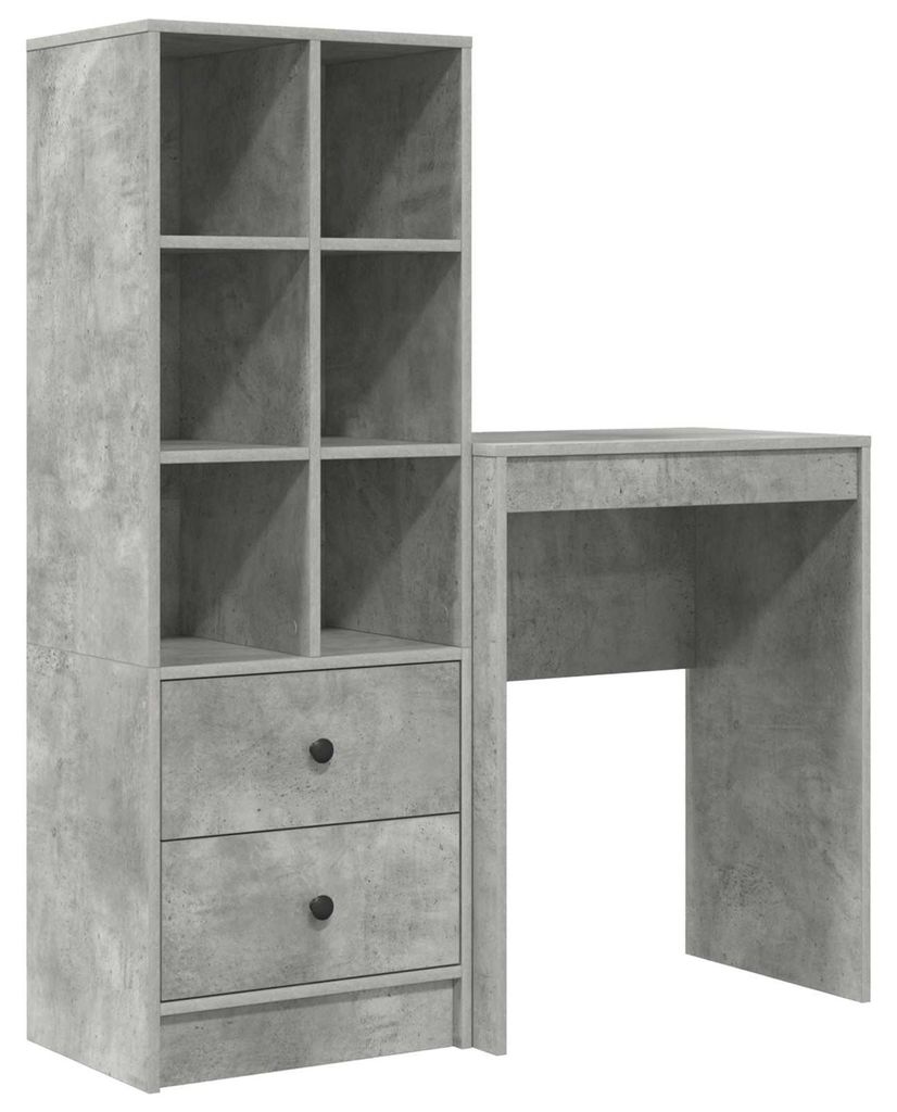 Schreibtisch mit Schubladen mit Regal 2 pcs Beton Grau