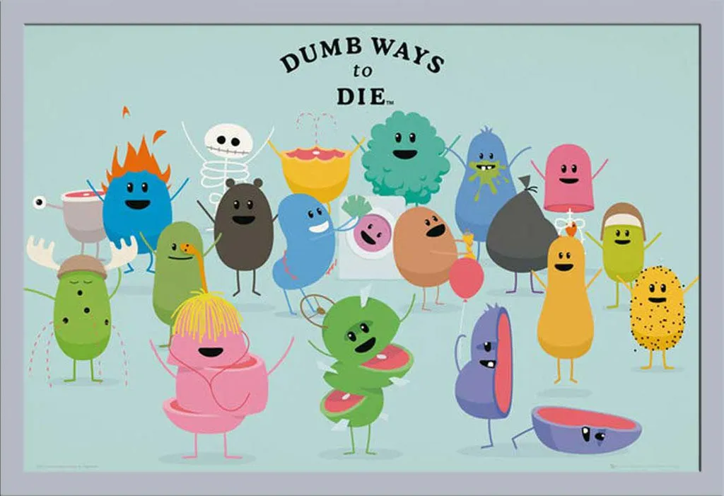 Dumb Ways To Die Poster + Cornice Shinsuke Maxi MDF Argento 50x40