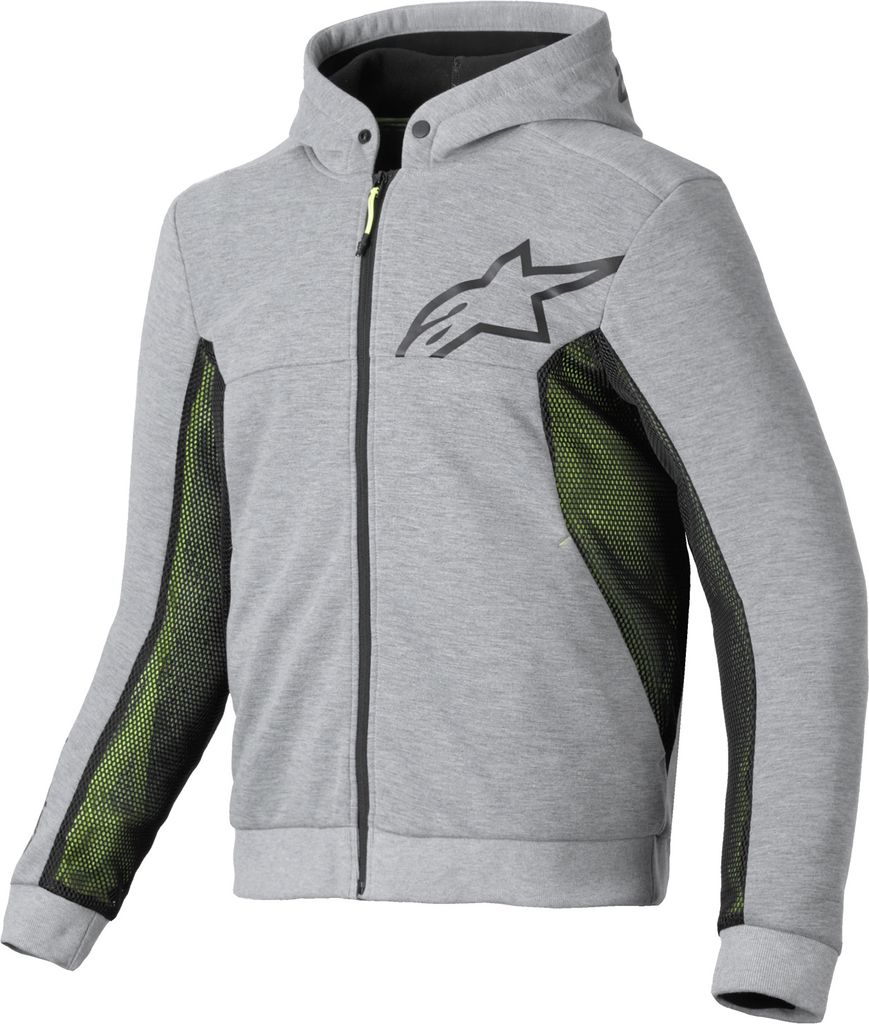 Alpinestars Chrome Air Sport Motorrad Zip Hoodie, hellgrau/schwarz/neon-gelb, 3XL
