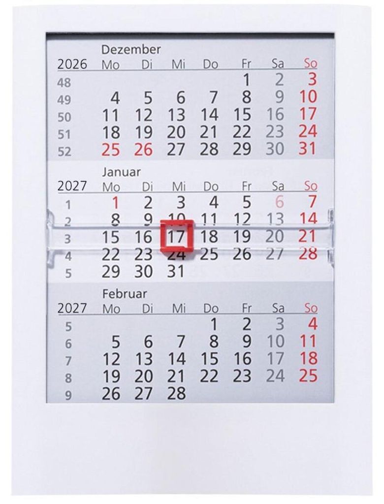 3-Monatstischkalender 13x16cm Kalendarium 2027 Produktbild 
