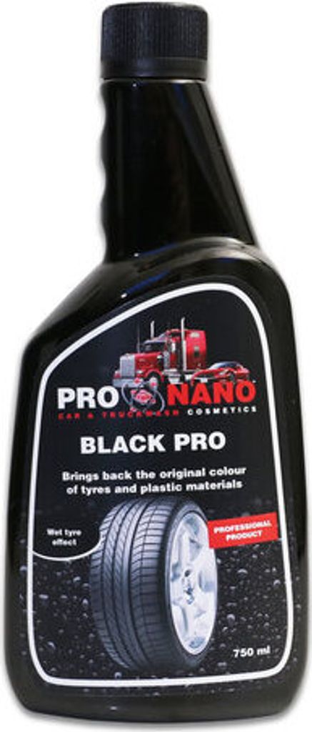 750 ml ProNano Black Pro | Originalfarben von Reifen und Kunststoffteilen zurück | weicher Glanz und vertieft die Farbe auf Reifen und Stoßstangen |