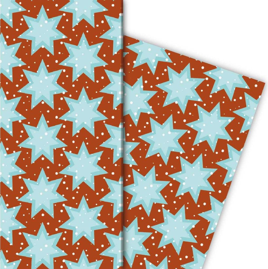 Sternen Geschenkpapier mit Schnee, rot - G4799, 32 x 48cm