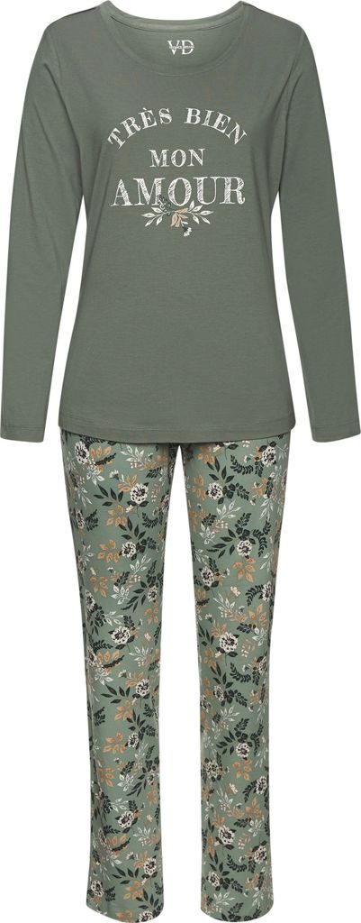 Vivance Dreams Pyjama 2 -teilig grün geblümt Größe 36/38