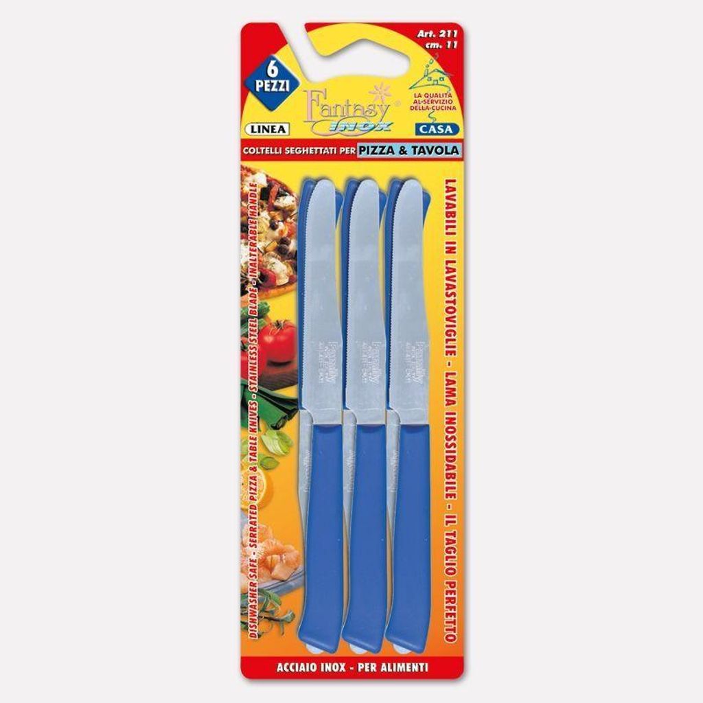 6-teiliges Tafelmesserset mit schwarzen Griffen, 11 cm Klinge