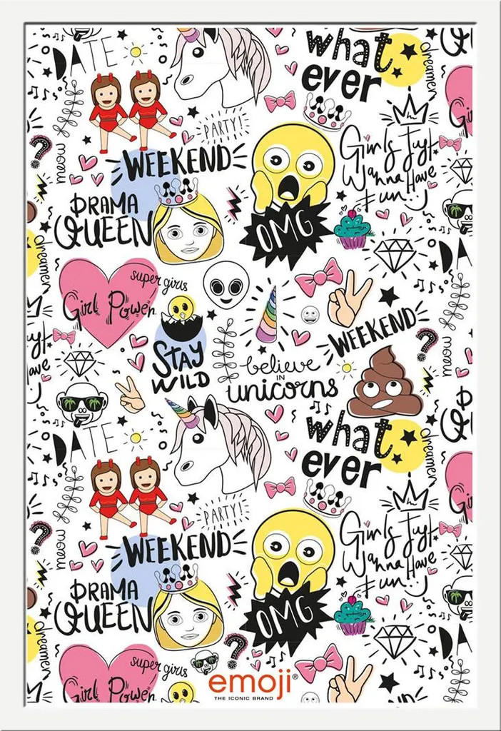 Emoji - Poster - Millennials + cornice rimovibile, Shinsuke® Maxi MDF bianco, vetro acrilico