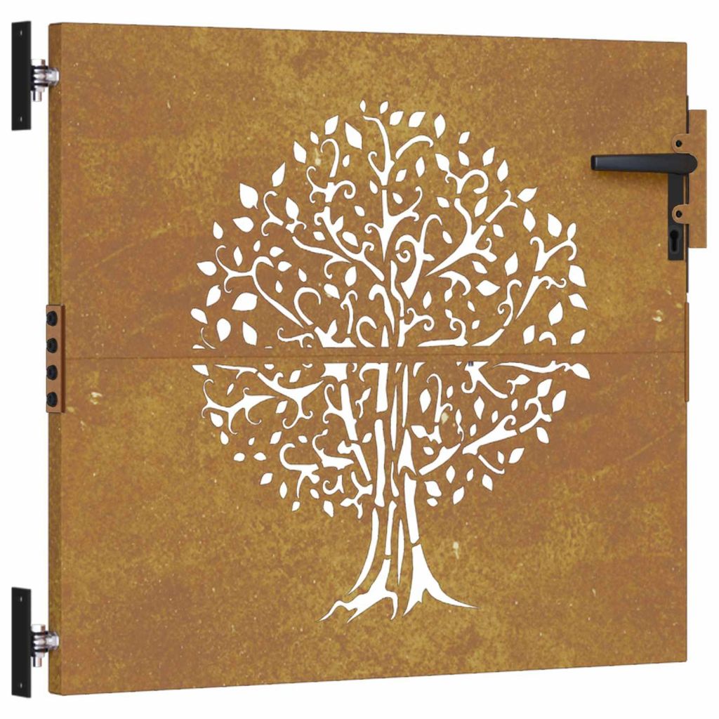 vidaXL Záhradná brána 85x100 cm Corten Steel Tree Design Obrázok produktu 