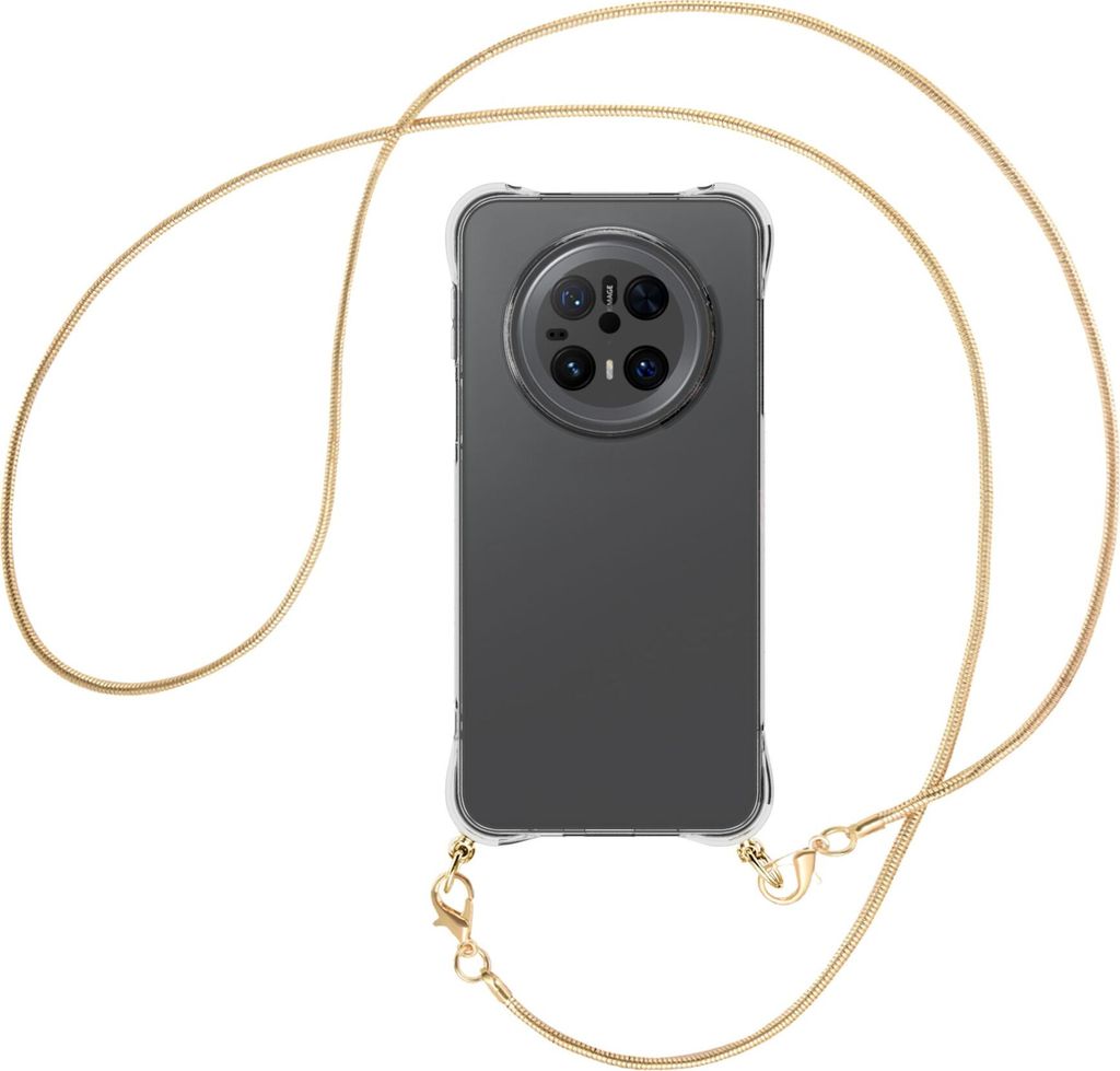 Handykette Backcover-Schutzhülle mit Band (Metall goldfarben) für Huawei Mate 70 - goldfarbene Snake-Kette