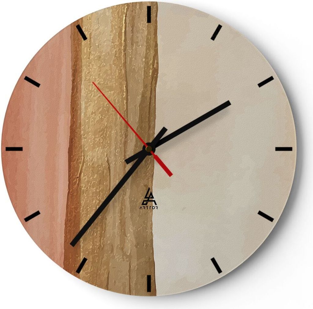 Wanduhr - Rund - Glasuhr - Gold Abstraktion Linien - 40x40cm - Schleichendes Uhrwerk - Lautlos - zum Aufhängen bereit - Dekoration Modern - Wandde...