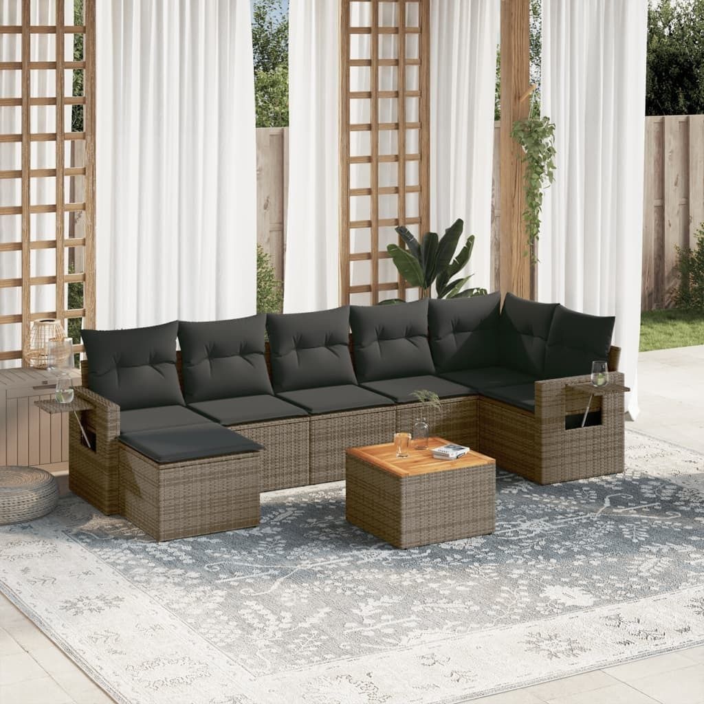Maison Exclusive - 8-tlg. Garten-Sofagarnitur mit Kissen Grau Poly Rattan