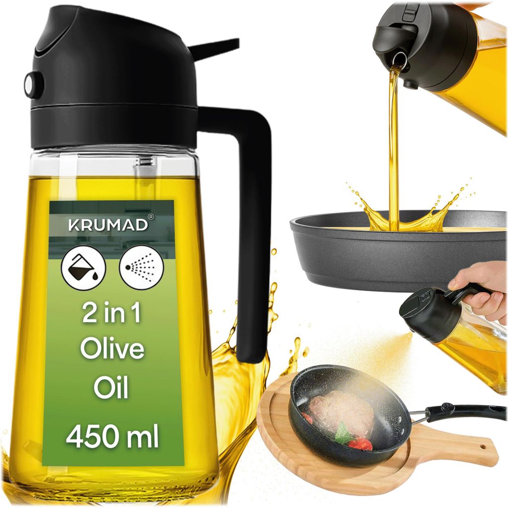 KRUMAD Dispenser per olio 450 ml in vetro – bottiglia per Immagine del prodotto 