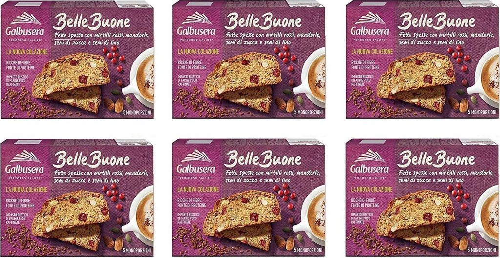 6x Galbusera belle buone Scheiben Mit Preiselbeeren, Mandeln, Kürbiskernen 200g