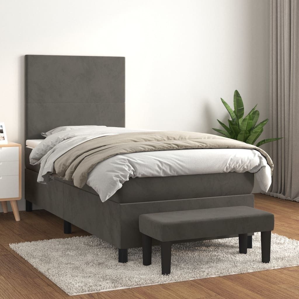 Maison Exclusive - Boxspringbett mit Matratze Dunkelgrau 90x200 cm Samt