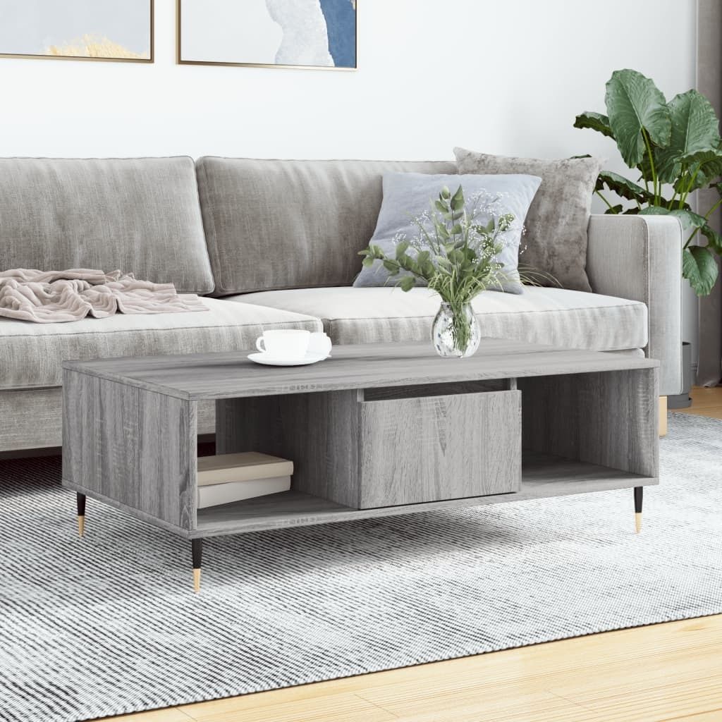 The Living Store Couchtisch Grau Sonoma 104x60x35 cm Holzwerkstoff