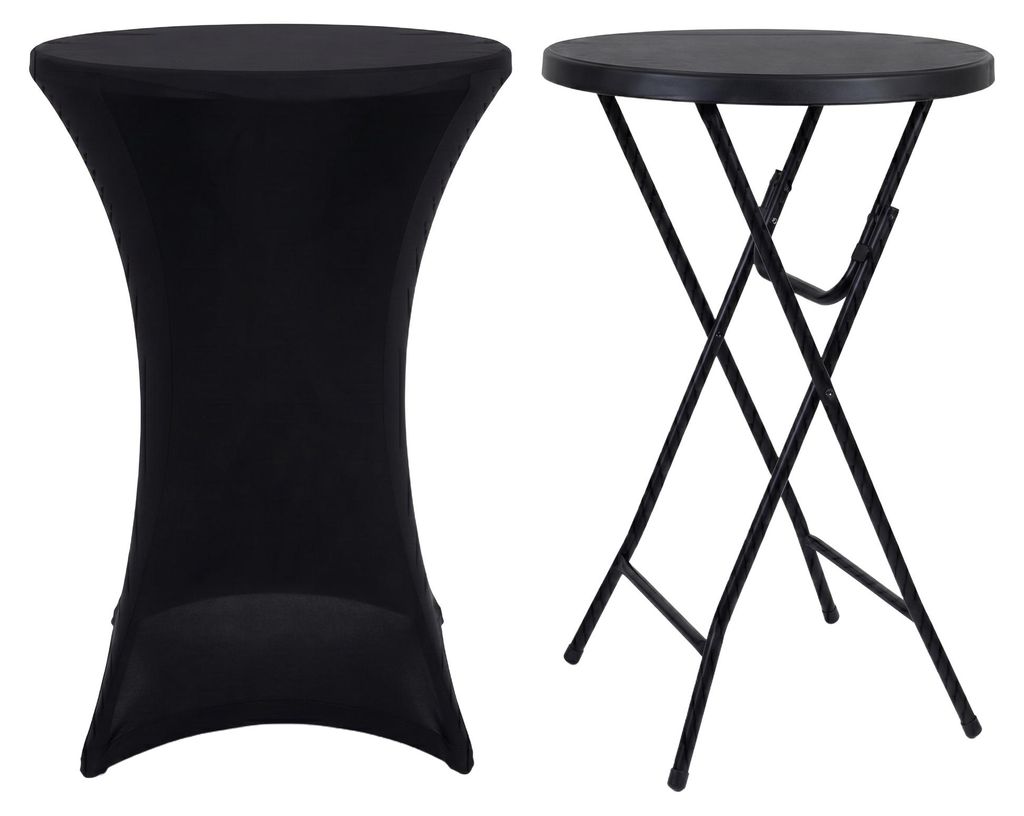 IvoQ Table haute noire – Housse extensible noire incluse – Image du produit 