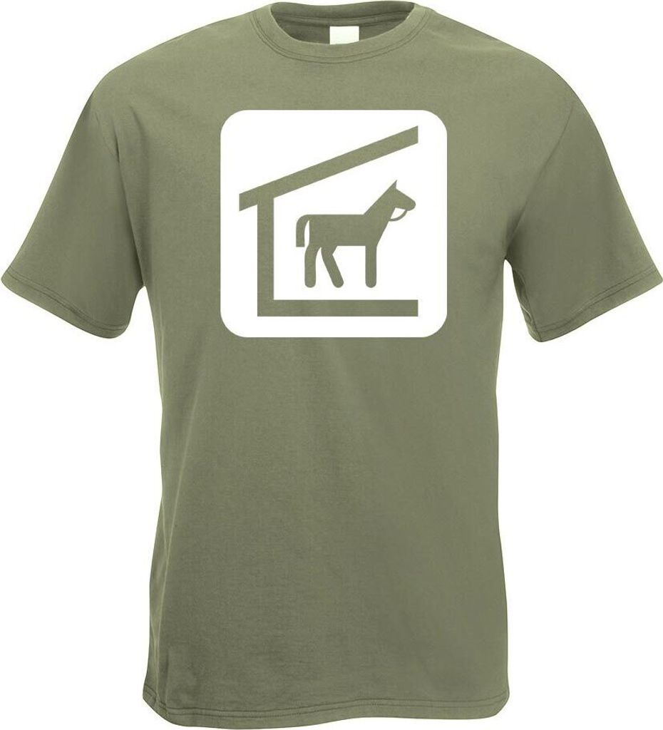 Kiwistar - T-Shirt - Olive - Tierschutz Pferdestall Piktogramme Herren Funshirt Bedruckt Design Sprüche Spruch Motive - mit Motiv Bedruckt - Funsh...